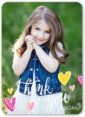 Thank You Cards: So Many Hearts Thank You Card, Pink, Matte, Signature Smooth Cardstock, Rounded