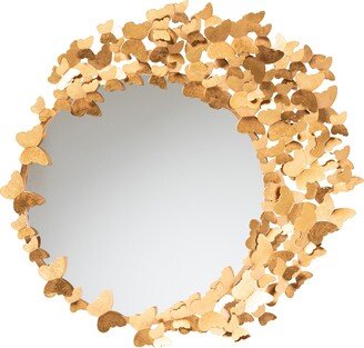 Tauriel Modern Glam and Luxe Antique Goldleaf Metal Butterfly Accent Wall Mirror - Antique goldleaf