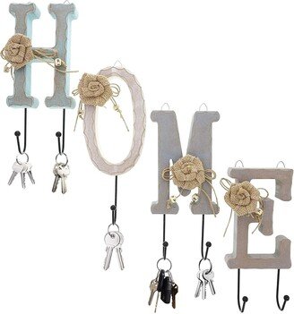 Juvale Home Letter Wooden Iron Hooks Wall Mounted Holder For Clothes Coats Keys Decor