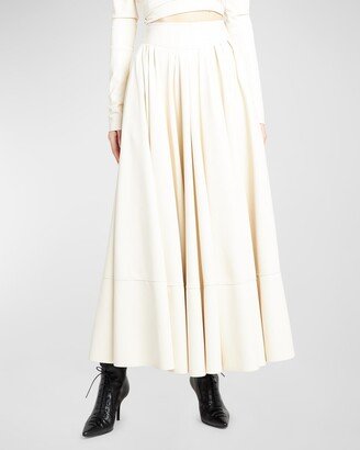 Pleated A-Line Maxi Skirt-AA