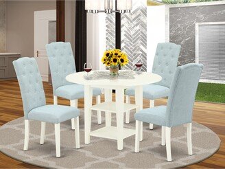 Dining Room Set - a Kitchen Table and Parson Chairs with Linen Fabric Seat