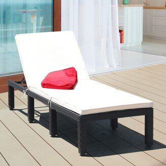 Patio Lounge Chaise Couch Cushioned Rattan Height Adjustable