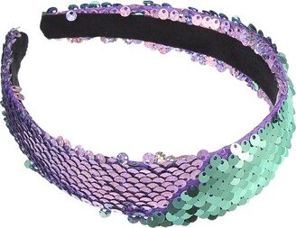 Unique Bargains Women's Sparkle Sequins Headbands Purple Green 1 Pc