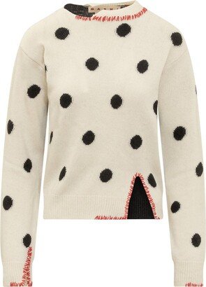 Dot Intarsia Panelled Crewneck Jumper-AA