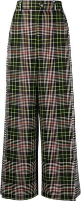 High-Waisted Tartan Trousers