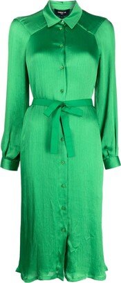 Long-Sleeve Belted Shirt Dress