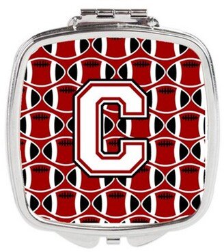 CJ1082-CSCM Letter C Football Cardinal & White Compact Mirror