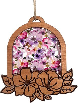 Cottagecore Floral Ornament, Bohemian Flower Cute Gift For Mom Or Grandma, Layered Wood Nature Lover