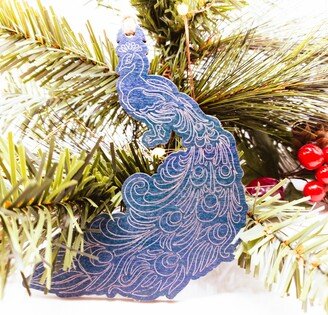 Peacock Christmas Tree Ornament, Bird Lover Gift, Engraved Ornament