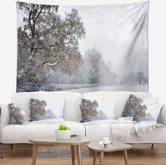 Designart 'Christmas Winter Snow' Landscape Photography Wall Tapestry