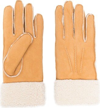 Shearling-Trim Suede Gloves