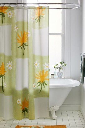 Lane And Lucia For Deny Dandelion Checkerboard Shower Curtain