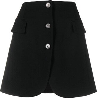 Button-Front Virgin-Wool Miniskirt