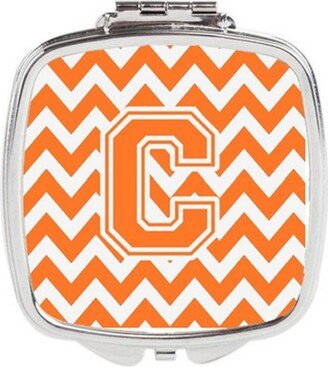 CJ1046-CSCM Letter C Chevron Orange & White Compact Mirror