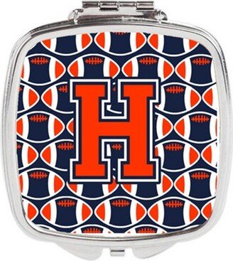 CJ1066-HSCM Letter H Football Orange, Blue & White Compact Mirror