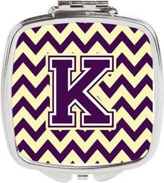 CJ1058-KSCM Letter K Chevron Purple & Gold Compact Mirror