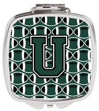 CJ1071-USCM Letter U Football Green & White Compact Mirror