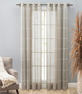 Horizon Stripe Textured Semi-Sheer Grommet Curtain Panel 55