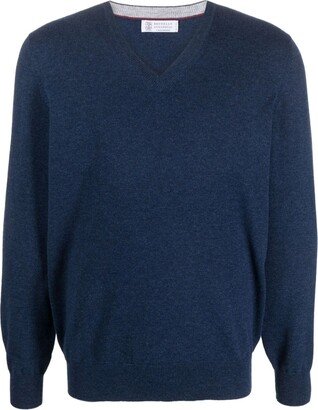 V-neck cashmere jumper-BW