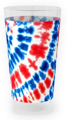 Outdoor Pint Glasses: Tie Dye - Blue, Red And White Outdoor Pint Glass, Multicolor