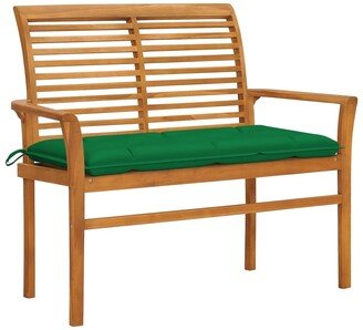 Patio Bench with Green Cushion 44.1 Solid Teak Wood