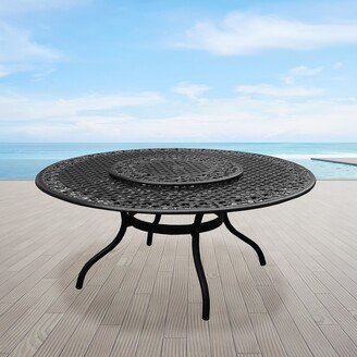 Oakland Living Outdoor Mesh Lattice 59 inch Round Dining Table with Lazy Susan - N/A