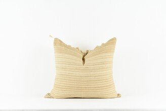 Chandler Beige - Beige Silk With Cream Stripe Pom Pillow Cover