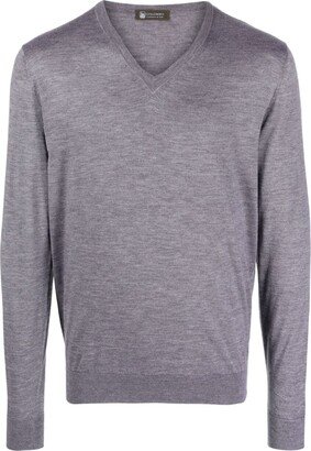 fine-knit V-neck jumper-AJ