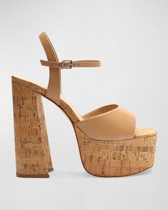 Glayce Leather Cork Platform Sandals