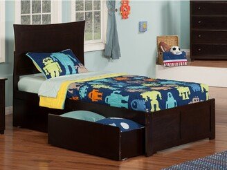 AFI Metro Twin XL Platform Bed with Footboard and 2 Drawers in Espresso
