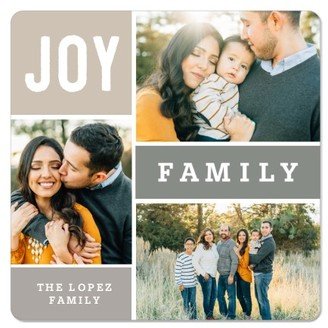 Magnets: Joy Family Love Magnet, 3X3, Gray