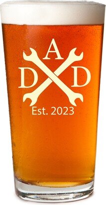 Dad Est 2023 Wrenches Beer Mug Glass New Gift First Father's Day Established Date Or Mechanic Cave From Wife Mom