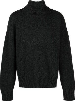 Spread-Collar Long-Sleeve Jumper