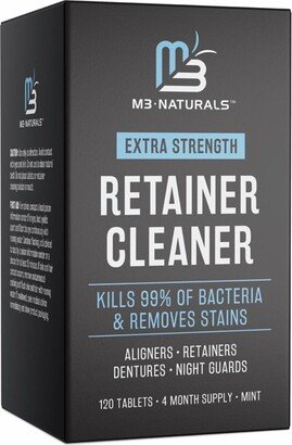 Mint Retainer Cleaner, M3 Naturals, Extra Strength Cleaning Tablets for Retainers, Dentures, Night Guards, Kills 99% of Germs & Removes Stains, 120ct