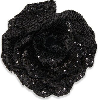 Sequin-Embellished Flower-Applique Brooch