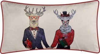 14x26 Oversized 'Mr & Mrs. Reindeer' Christmas Lumbar Throw Pillow - Edie@Home