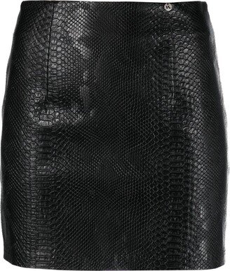 NISSA Crocodile-Effect High-Waisted Miniskirt