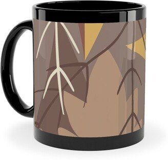 Mugs: Leaf Pile Ceramic Mug, Black, 11Oz, Brown