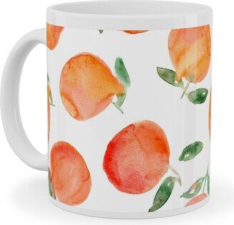 Mugs: Watercolor Oranges - Orange Ceramic Mug, White, 11Oz, Orange