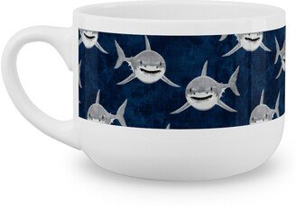 Mugs: Great White Sharks - Blue Latte Mug, White, 25Oz, Blue