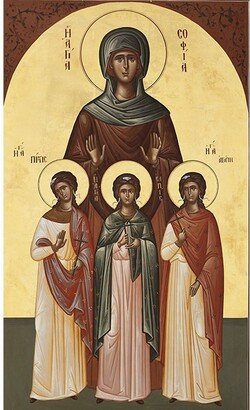Orthodox Icon Saint Sophia Of Rome, St Icon, Mother Faith Hope & Charity, Christian Family Gift, Russian