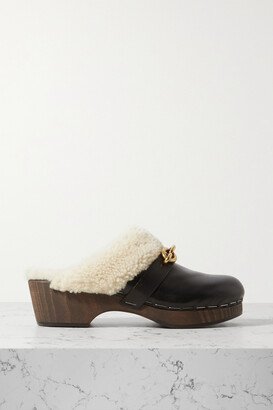 Le Maillon Embellished Shearling-trimmed Leather Clogs - Black