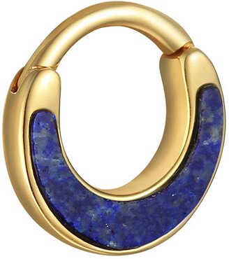 Lapis Inlay Yellow Gold Clicker Single Hoop Earring