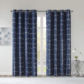 Gracie Mills Raina Total Blackout Metallic Print Grommet Top Curtain Panel - 50x84