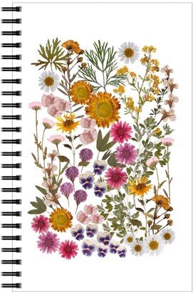 Notebooks: Pressed Flowers On White Notebook, 5X8, Multicolor