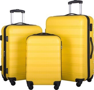 EDWINRAY Luggage Sets 3 Piece Suitcase Set 20/24/28, Carry on Luggage Airline Approved, Hard Case with Spinner Wheels & TSA Lock, Yellow