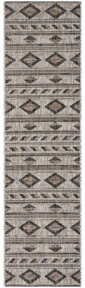 Courtyard Grey and Black 2'3 x 14' Sisal Weave Runner Outdoor Area Rug