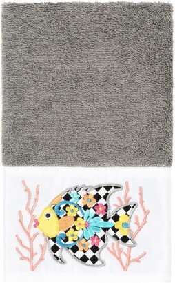 Feliz Embellished Hand Towel - Dark Gray