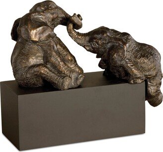 3-Pc. Playful Pachyderms Bronze Figurine