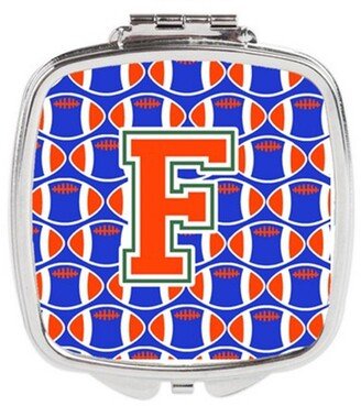 CJ1083-FSCM Letter F Football Green, Blue & Orange Compact Mirror